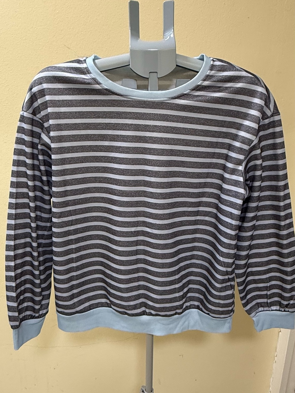 SHEIN Striped Crewneck Sweater in Gray and Light Blue